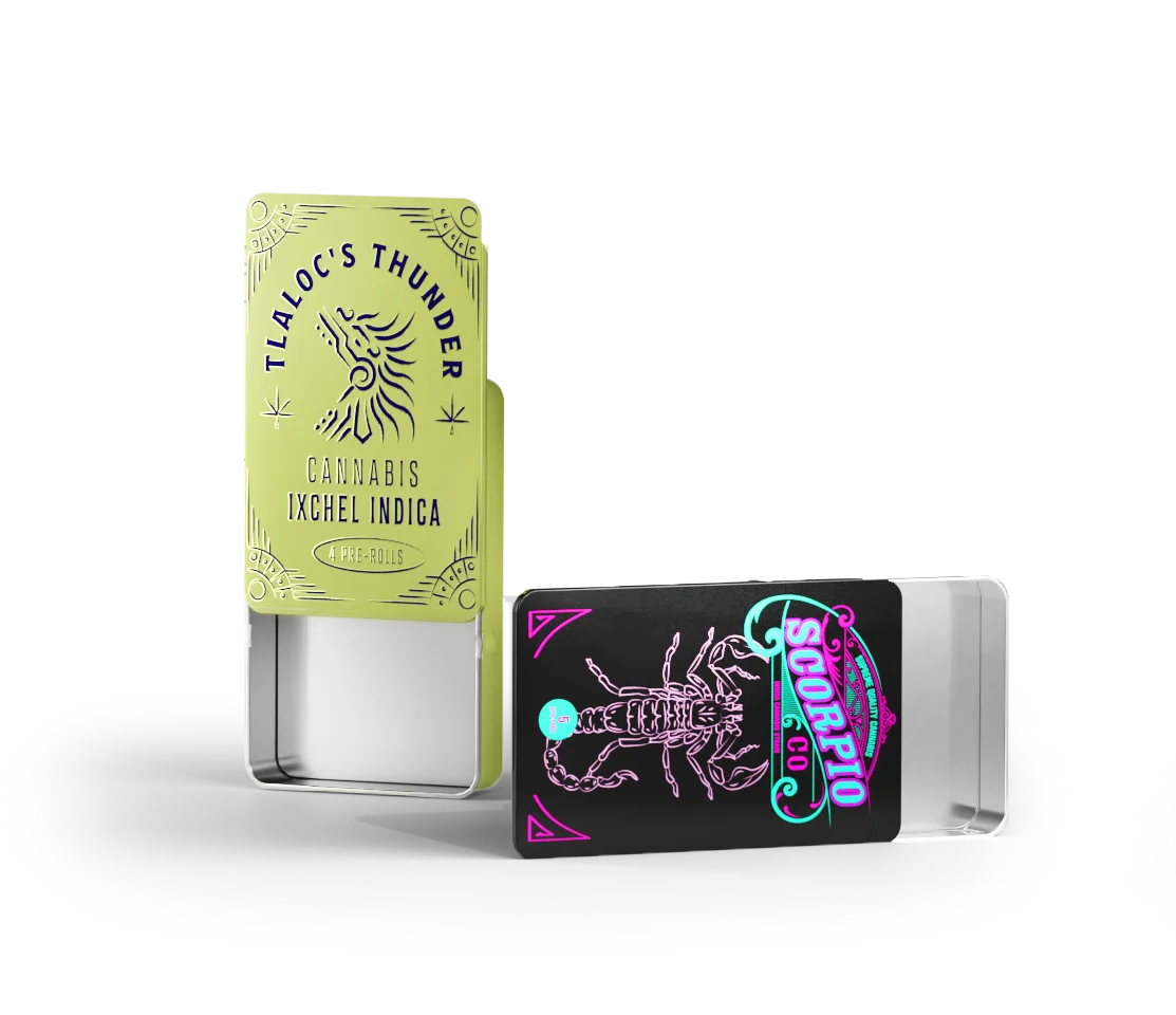 Metal tins with custom embossed labeling